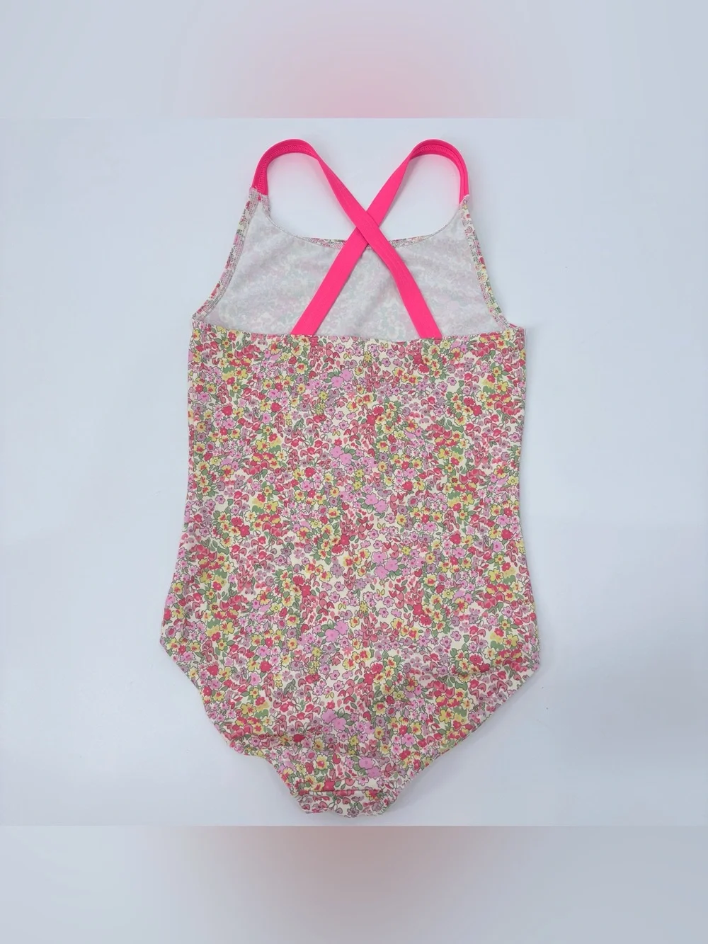 Boden Girl’s Cross-back Pink Floral Printed Swimsuit